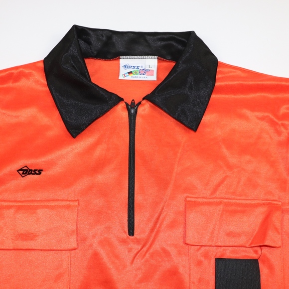 80s New Doss Mens Soccer Referee Jersey Orange - Picture 2 of 8